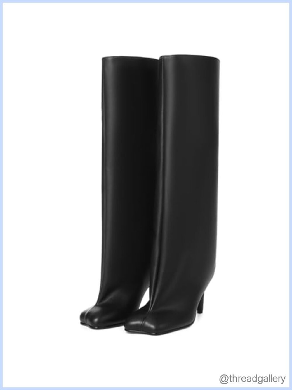 Wide Calf Knee High Stiletto Heel Boots Square Toe Pull On Tall Boots